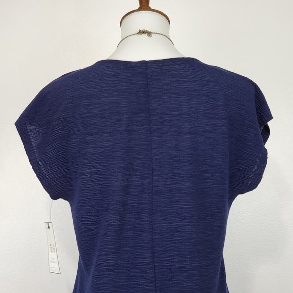 Dana Buchman Navy Textured Step-Hem Pullover V-Neck Top Blouse NEW NWT Size S - Picture 7 of 12